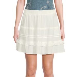 Vero Moda Women’s White Cotton Ruffle A-Line Short Skirt Elastic Waist XL
